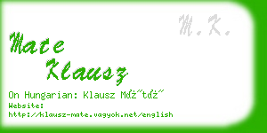 mate klausz business card